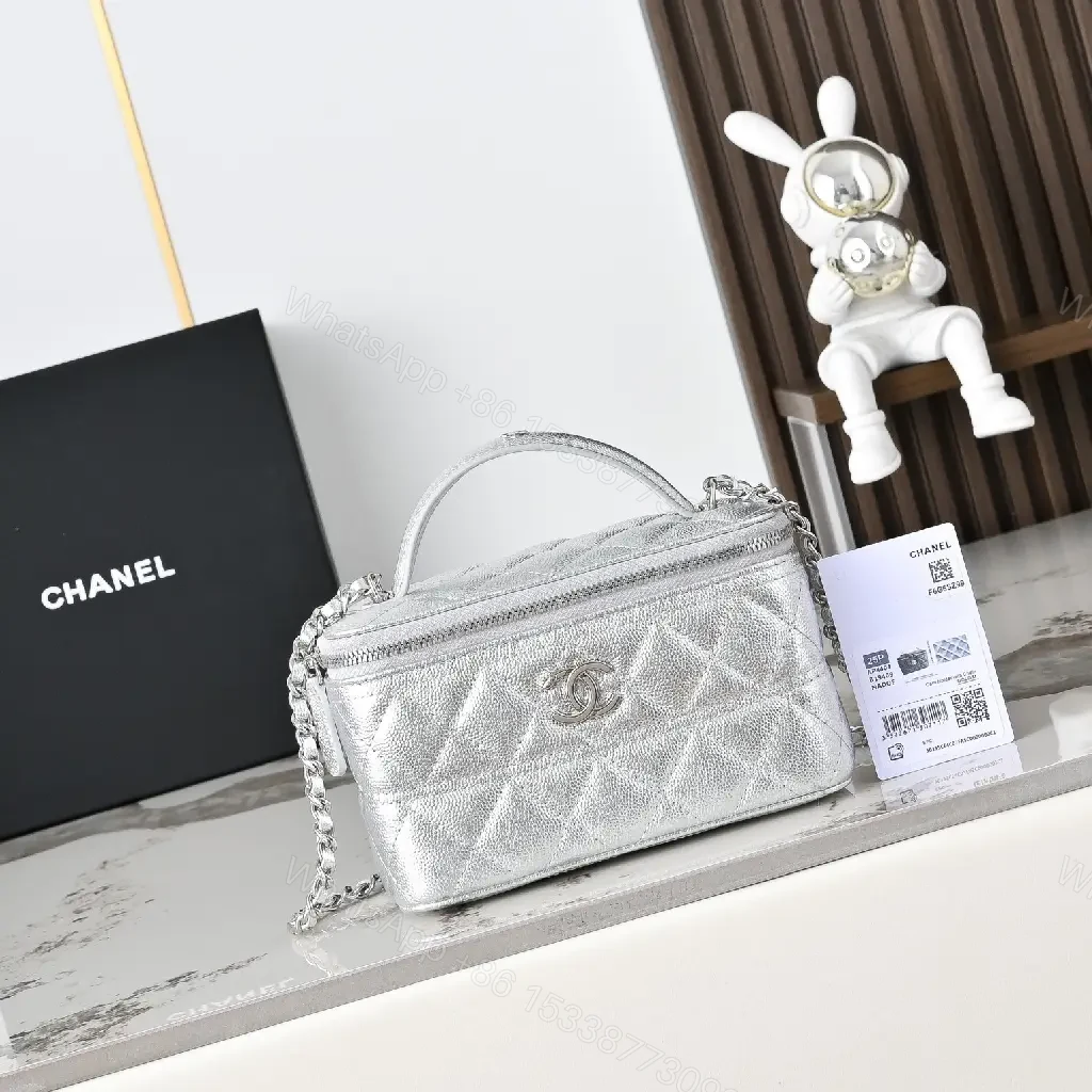 View 3 of Metallic Leather Crossbody: Chic Quilted, CC Detail, Compact