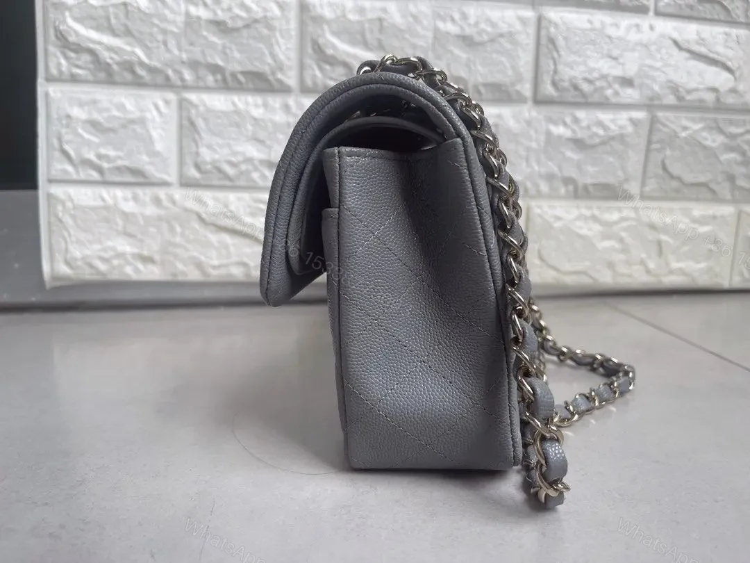 View 3 of Chanel Classic Flap bag in Grey Caviar Leather
