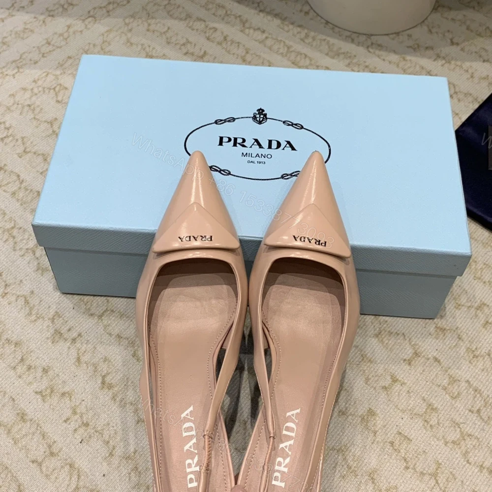View 9 of 高仿Prada*1I901N露跟印花徽標高跟鞋7.5CM膚色免檢版