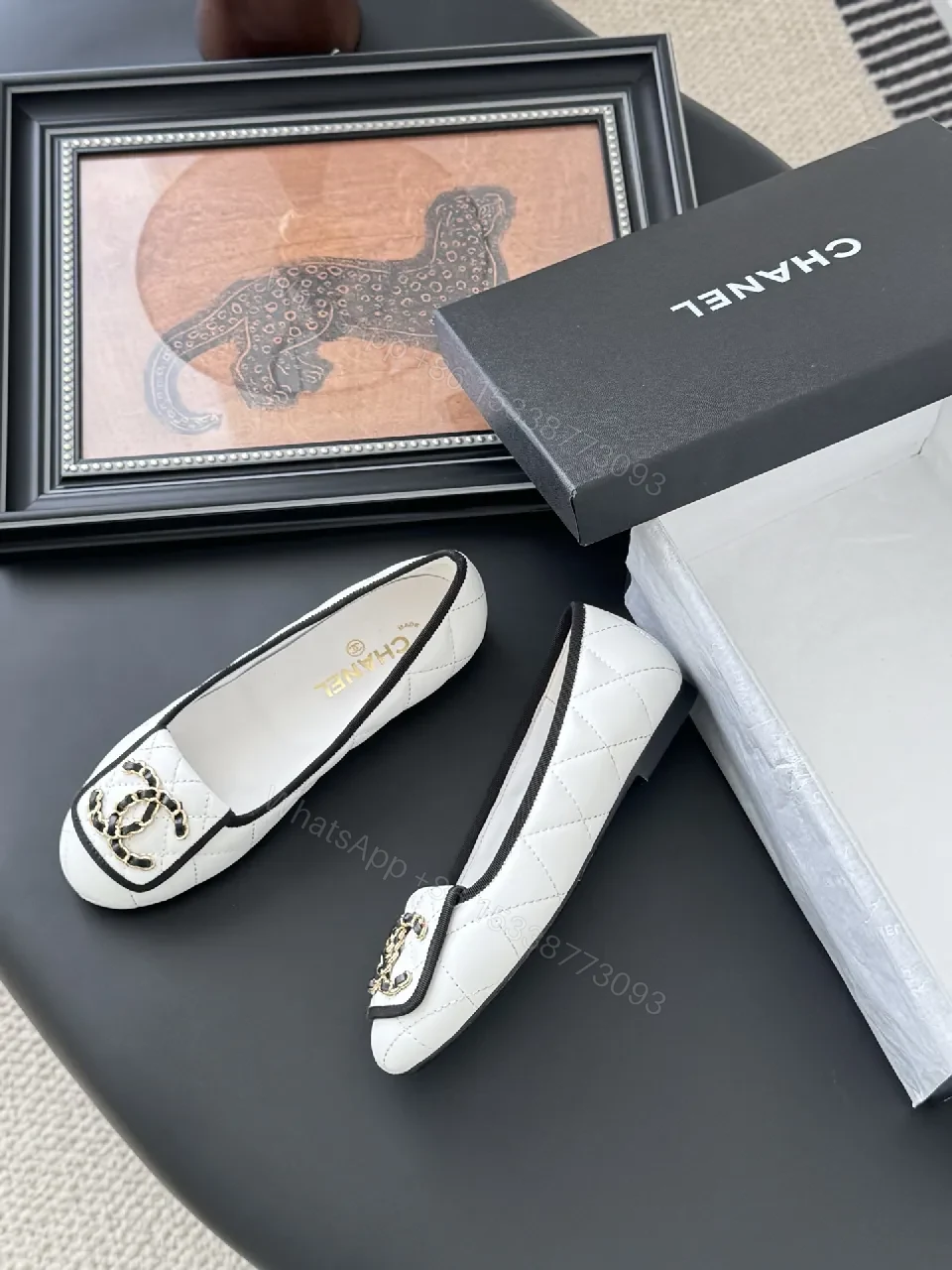View 6 of White Quilted Loafers with Logo - Cushioned Leather, Slip-On