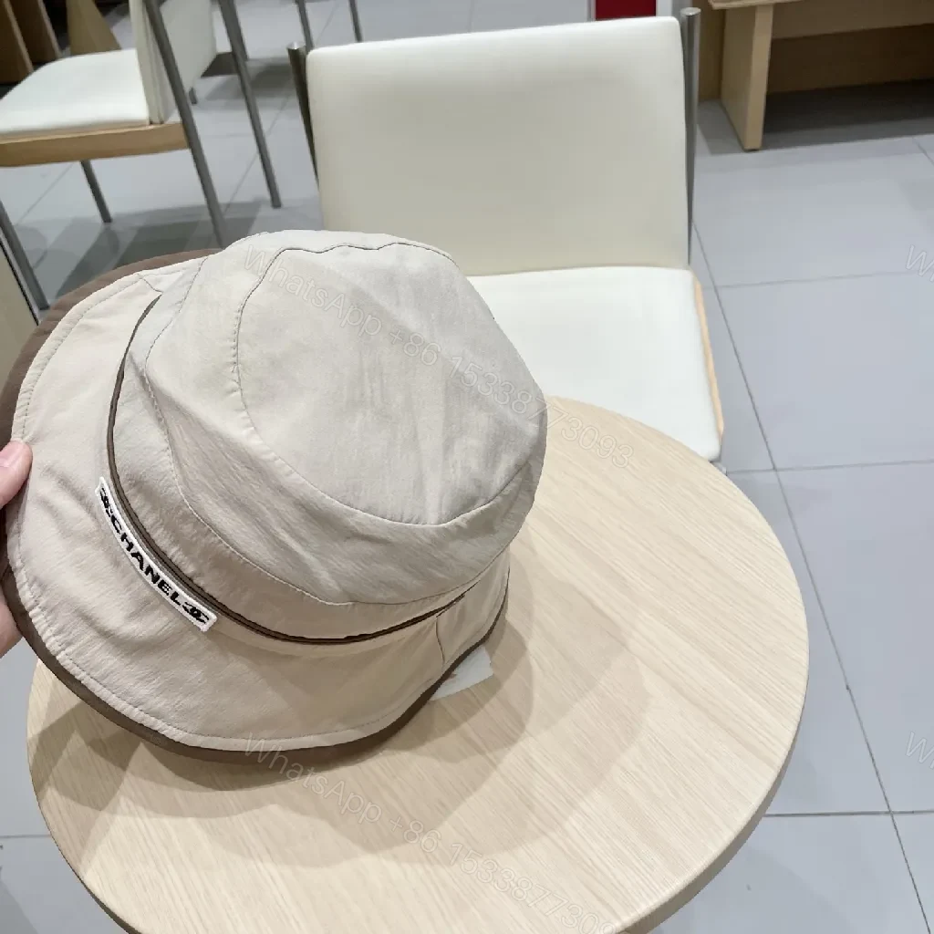 View 3 of Beige Lightweight Bucket Hat with Subtle Logo Patch, Classic Style