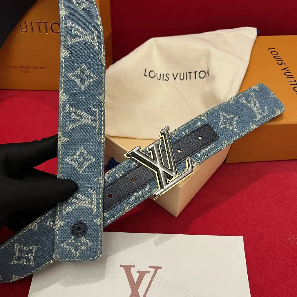 View 3 of Denim Monogram Belt: Modern Luxury, Everyday Versatility