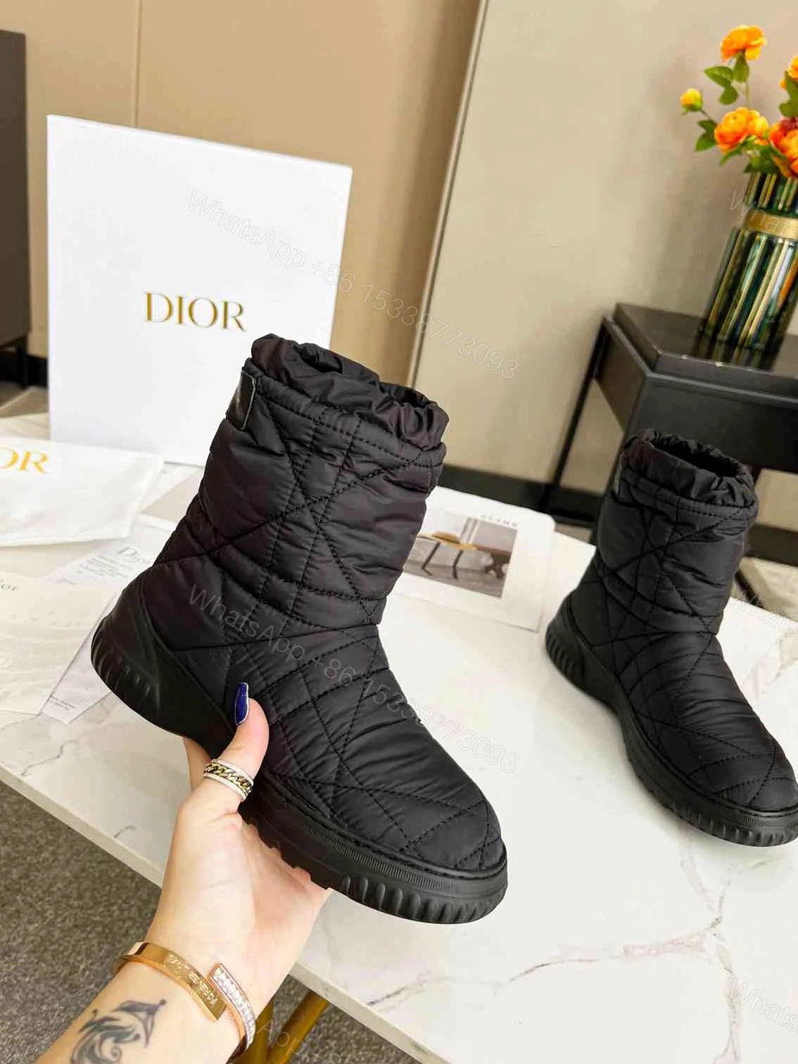 View 7 of DIOR FROST ANKLE BOOT BLACK QUILTED NYLON BLACK