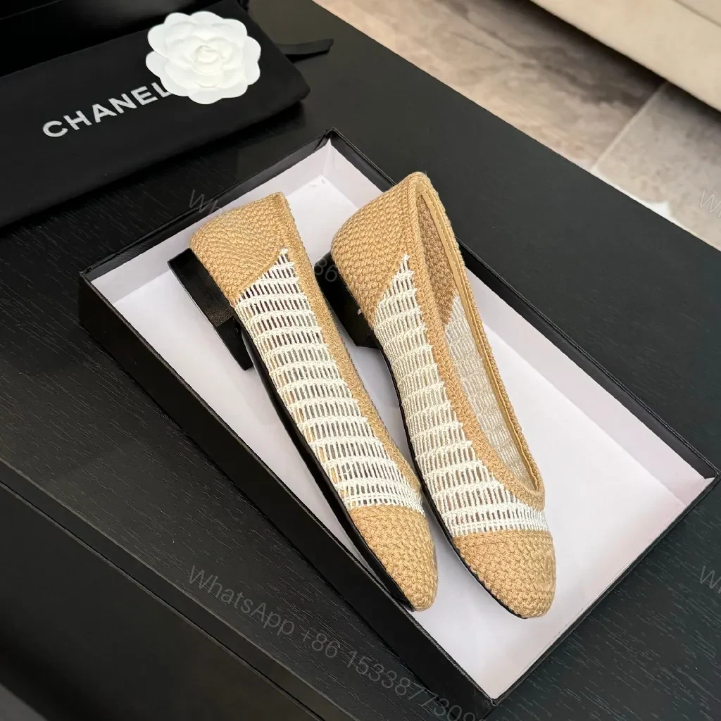 View 5 of Champagne-Beige Woven Espadrille Flats: Couture-Inspired Comfort