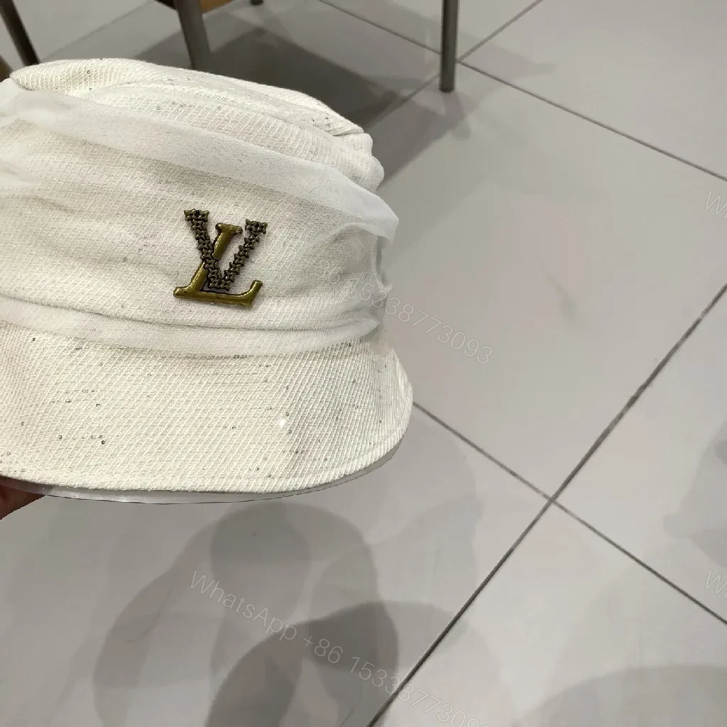 View 9 of Chic White Knit Bucket Hat with Gold Accent