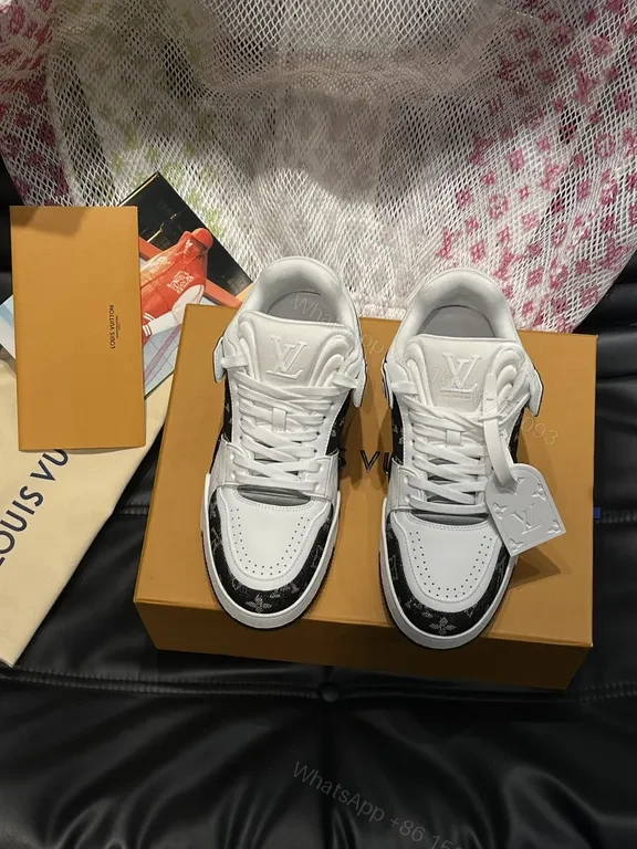 White-Calibre Luxe Sneakers with LV Accents — view 1