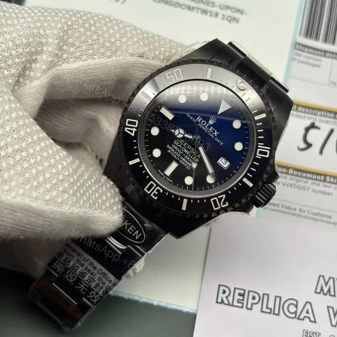 View 2 of Replica Rolex Deepsea Sea-Dweller Black PVD 116660 D-Blue
