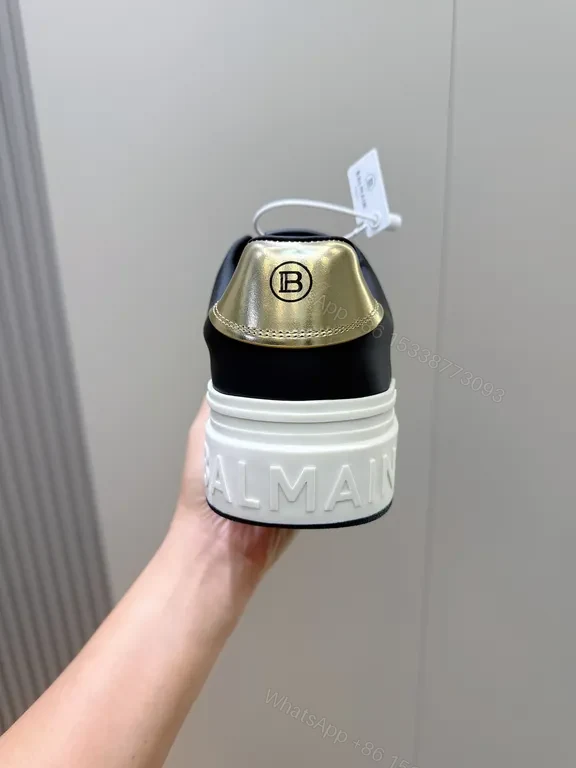 View 4 of Black Leather Low-Top Sneaker â€” BALMAIN Luxury Comfort