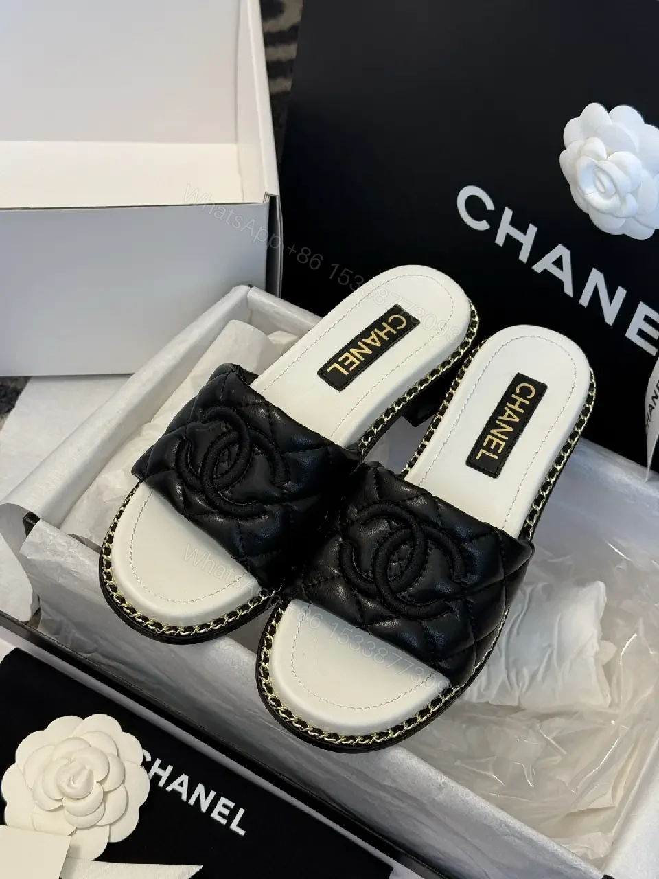 View 4 of Quilted Leather Slide – Lux Comfort, Couture-Inspired