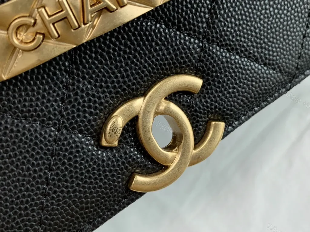 View 4 of Chanel-Inspired Quilted Leather Shoulder Bag with Gold Chain
