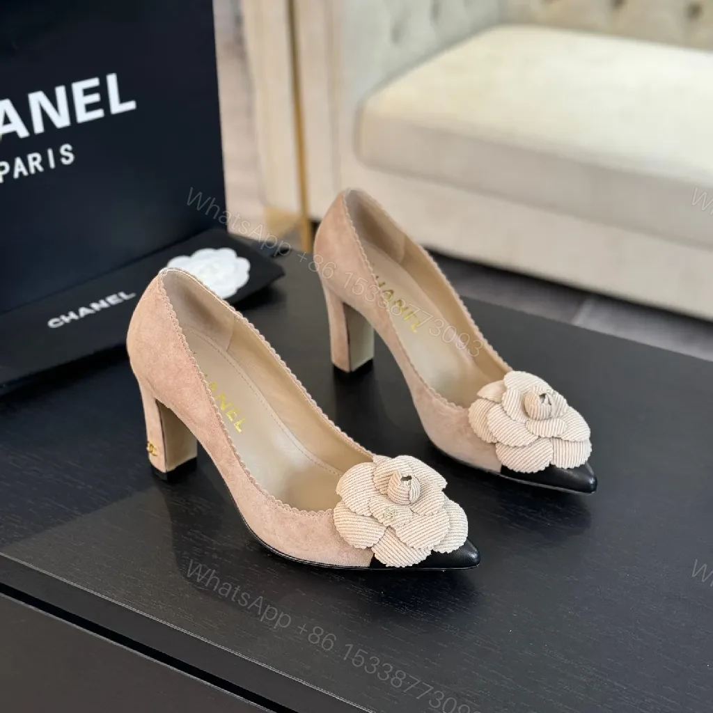 View 7 of Refined Lace-Flower Chanel-Style Pointed-Toe Pumps