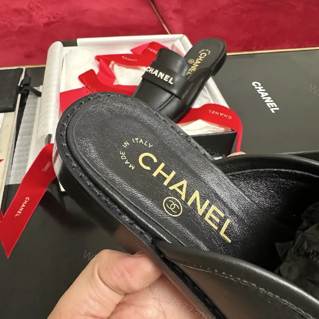 View 8 of Black Leather Slip-Ons with Gold Lettering Luxury Everyday Comfort