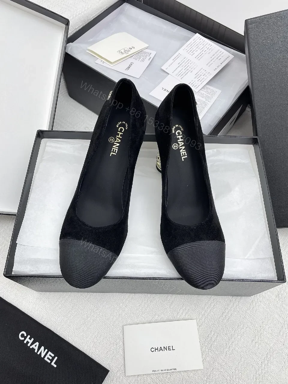 View 4 of Black Velvet Pumps + Velvet + Classic + Bead-embellished Heel + Pump