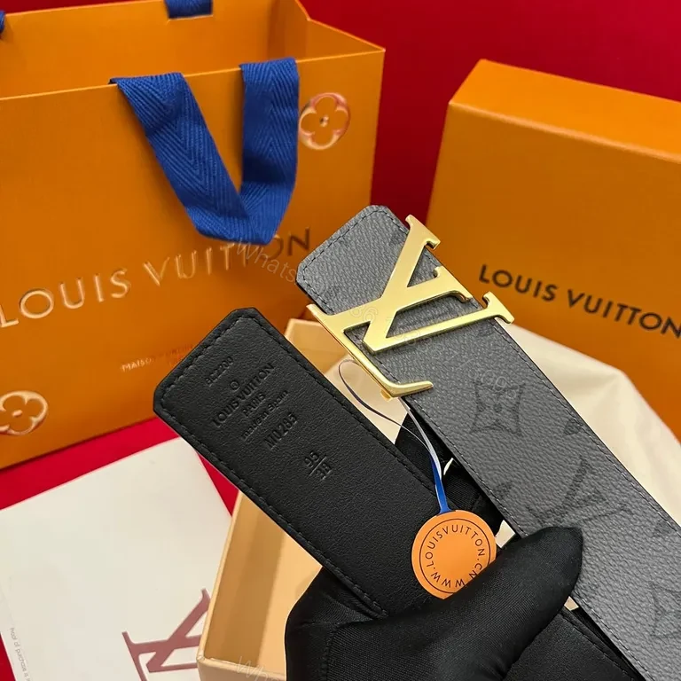 View 6 of Bold Monogram LV Belt: Luxe Gold Buckle, Structured Style