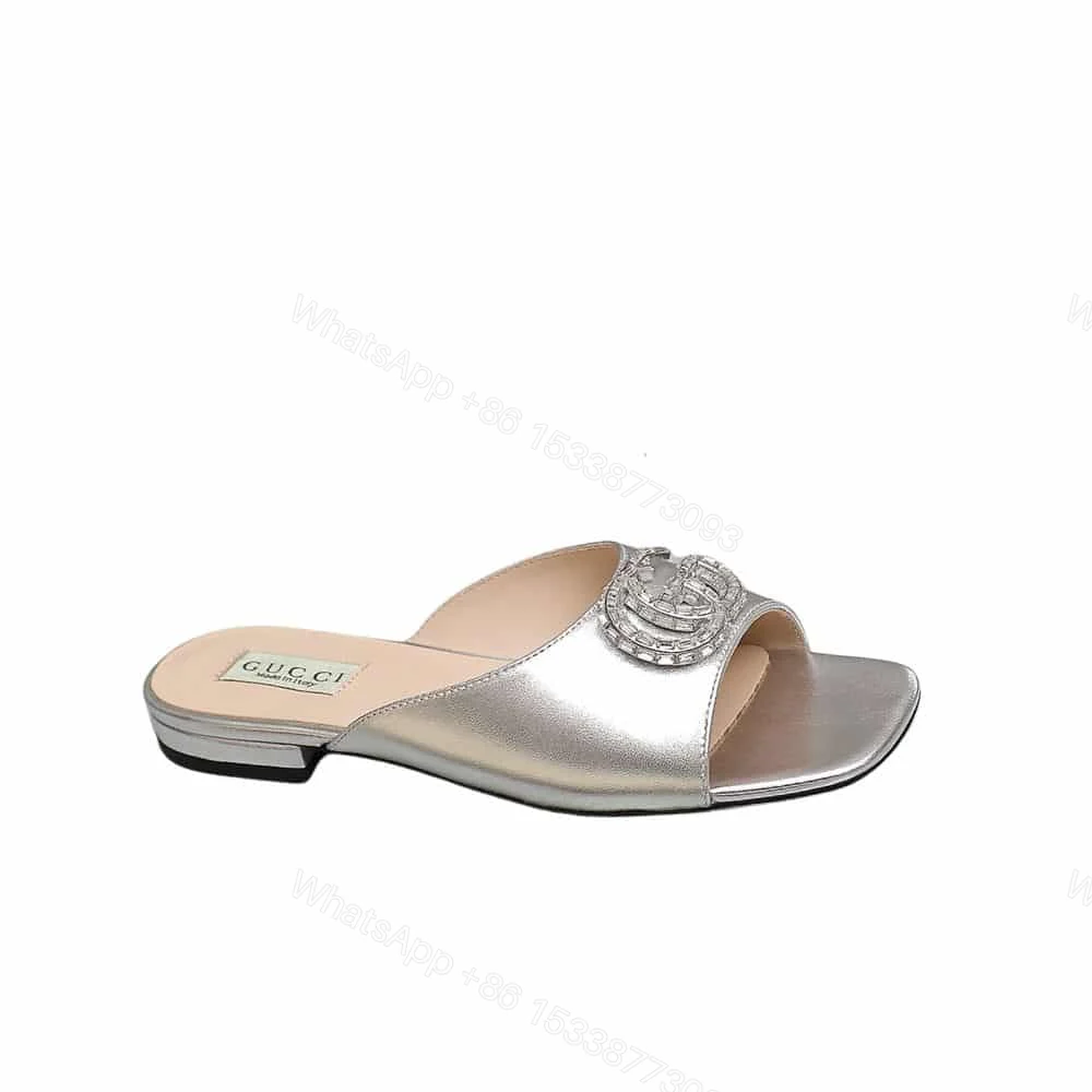 Gucci GG Crystal Slippers Silver — view 1