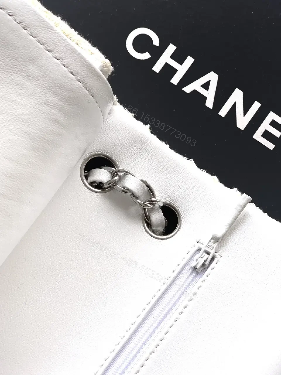 View 5 of Tweed-Texture Chain-Stride Flap Bag, Compact Luxury