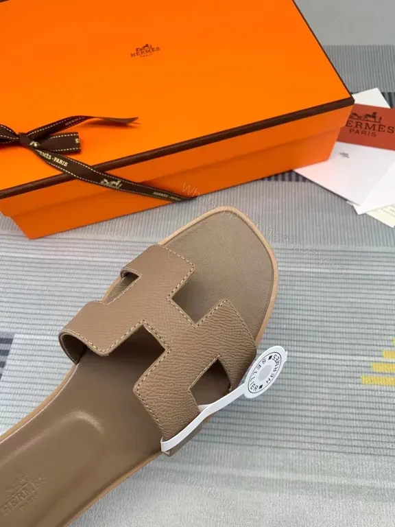View 6 of Taupe Leather H-Cutout Slides: All-Day Comfort, Sophisticated Luxury