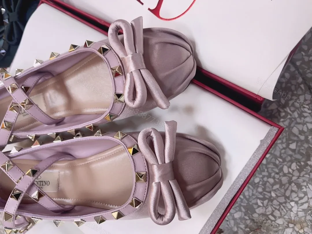 View 3 of Valentino Women Pink Satin Studded Flats