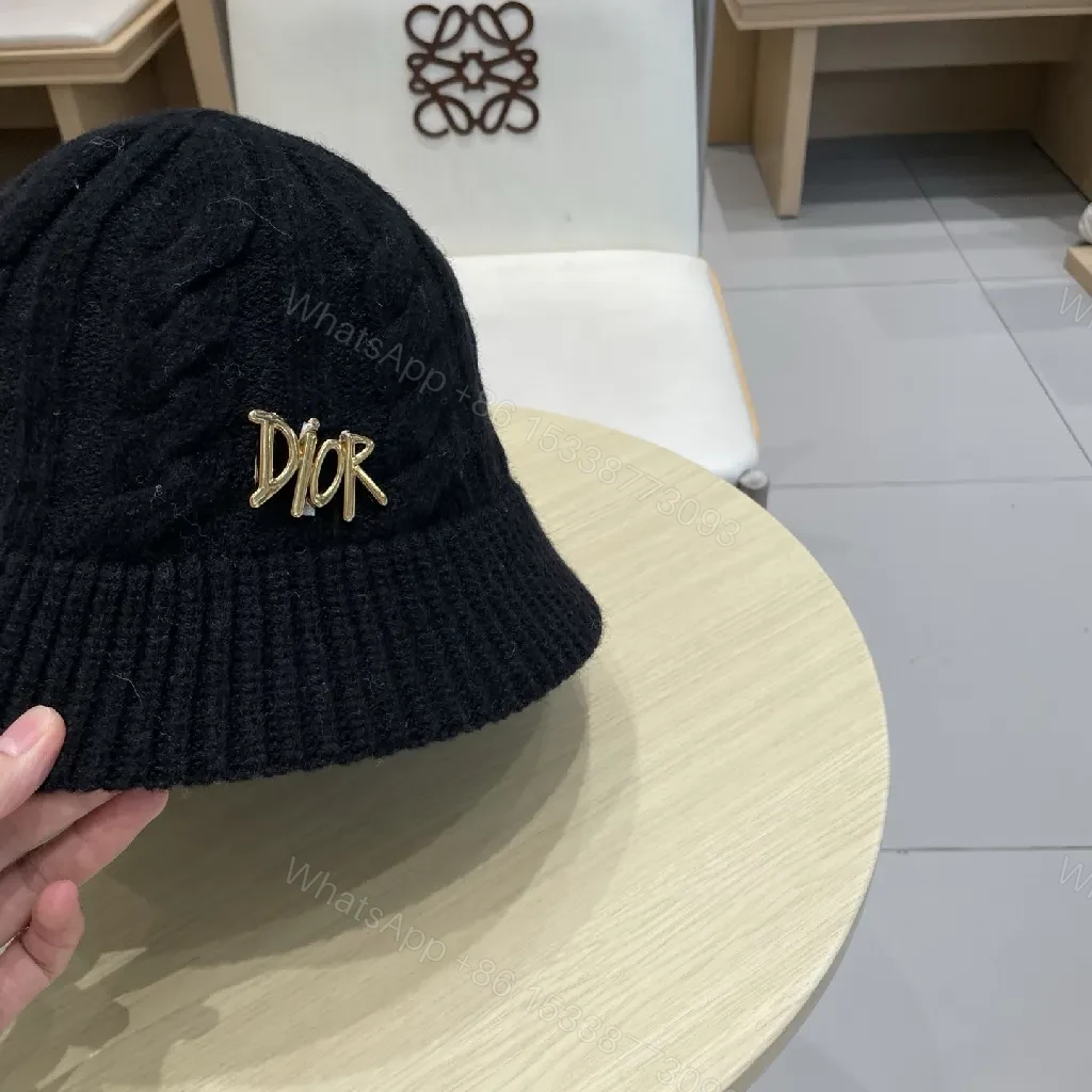 View 6 of Black Knit Bucket Hat Gold Lettering - Luxe Style Cap