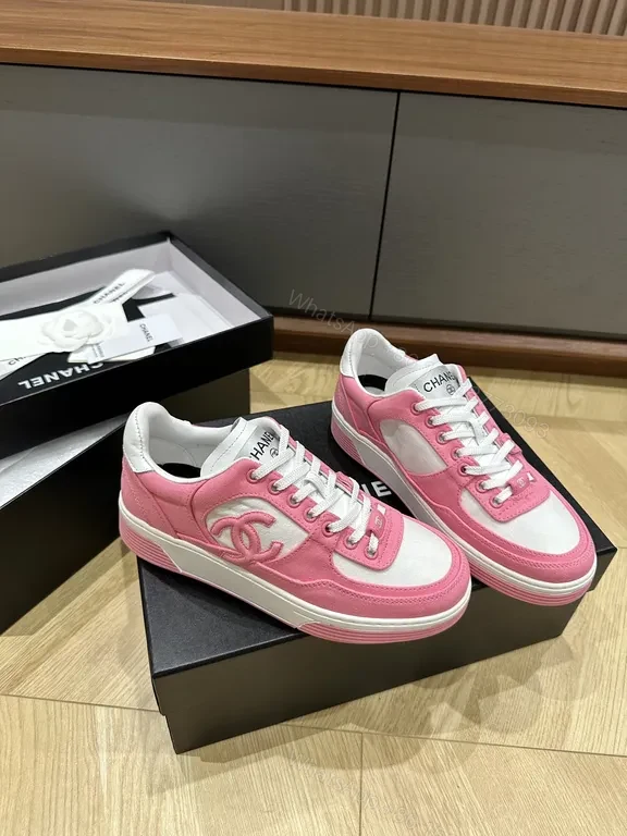 Chic Pink & White Coach-Style Sneakers: Luxury Comfort — view 1