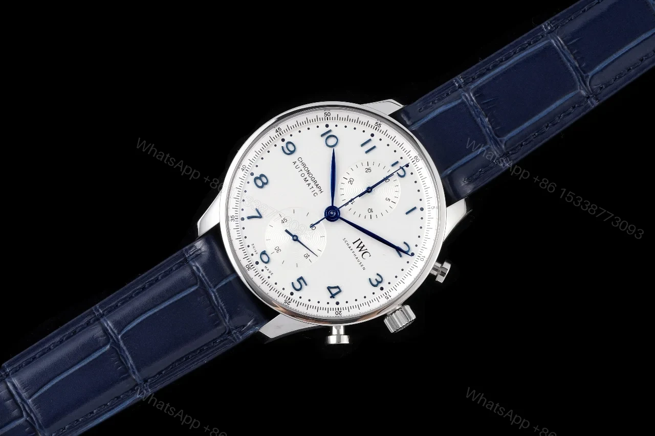 View 2 of IWC Portugieser Chronograph Replica Blue Leather Strap 41MM Premium IW371606