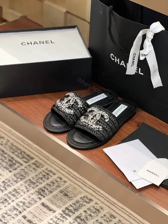 View 2 of Chanel-Inspired Embellished Slide Sandals: Luxe Comfort