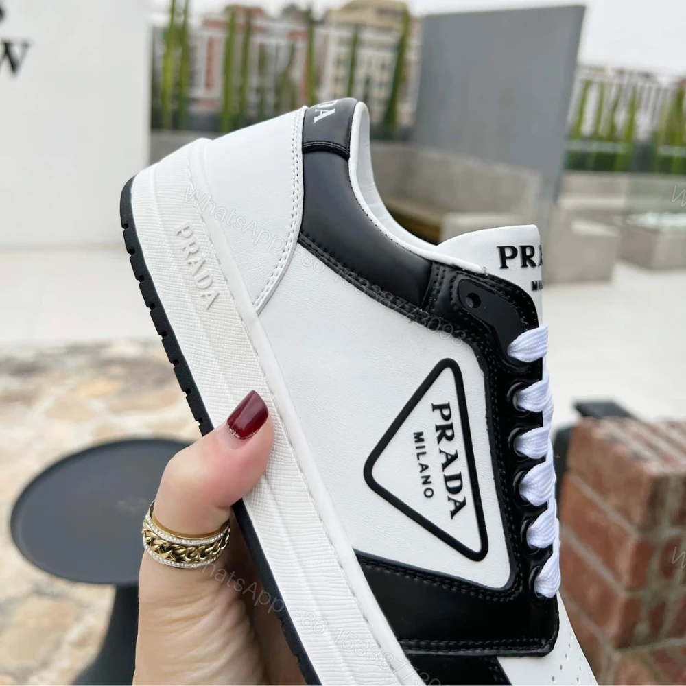 View 6 of Prada District Leather Sneaker Black White 1E790M 3LJ6 F0964 F 030