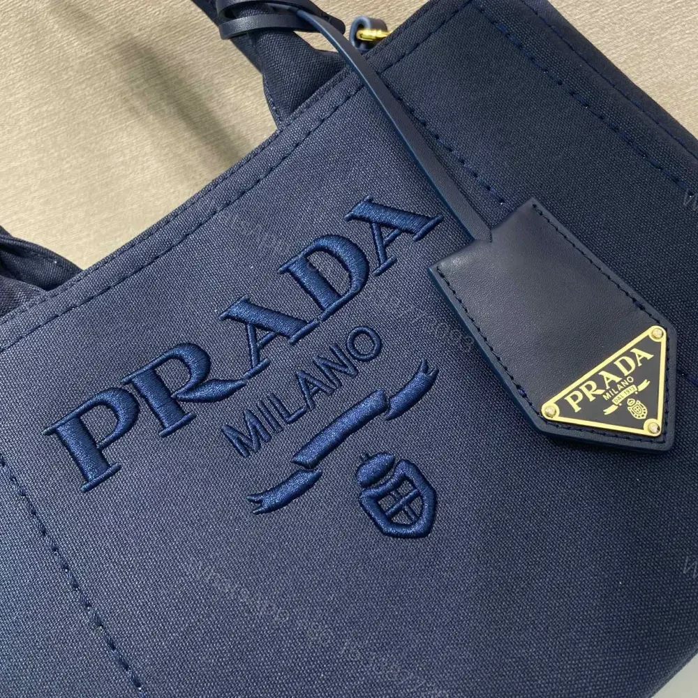 View 9 of 高仿Prada*1BG464刺繡徽標Tote包深藍小號免檢版