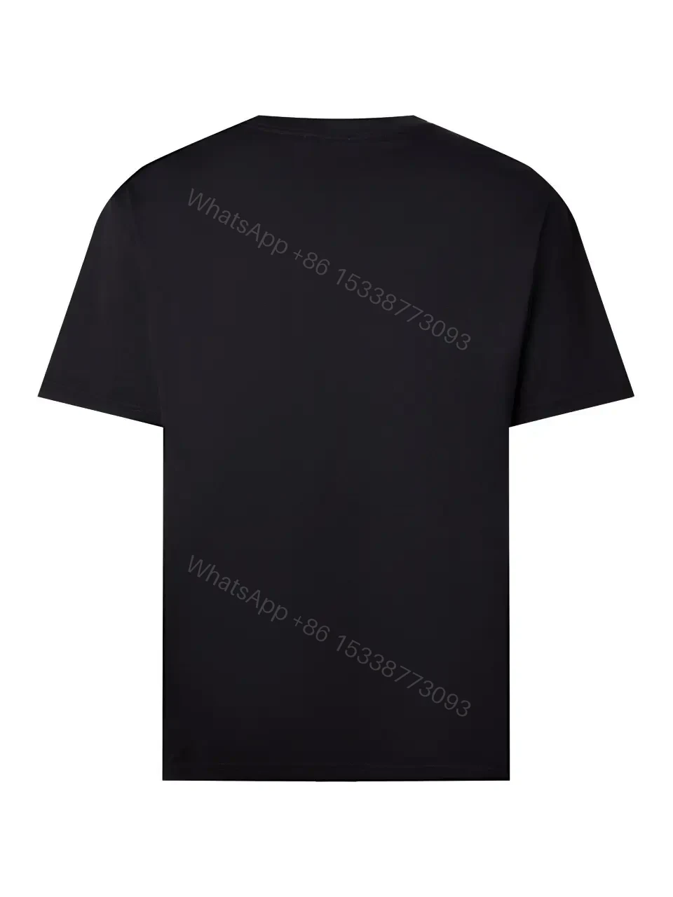 View 3 of Chic Black Cotton Tee with Subtle Metallic Logo, Luxury Everydaywear