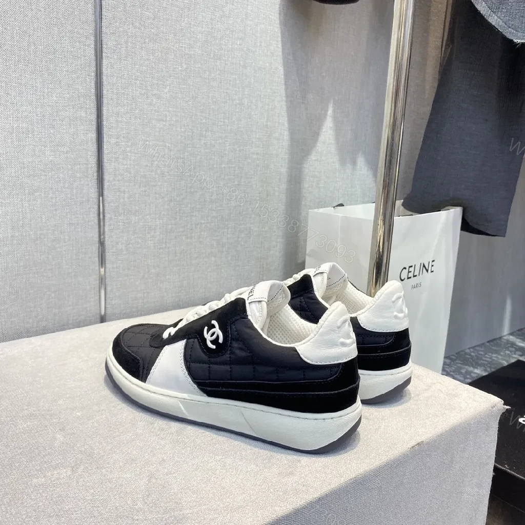 View 9 of Black & White Quilted Low-Top Sneaker with Luxe Comfort