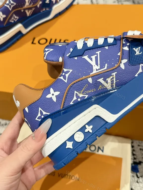 View 6 of Bold Electric Blue LV-Style Monogram High-Tops: All-Day Comfort