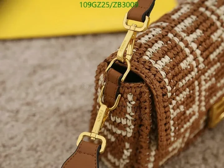 View 22 of Fendi Baguette Black Raffia Bag with Crocheted FF ZB9900