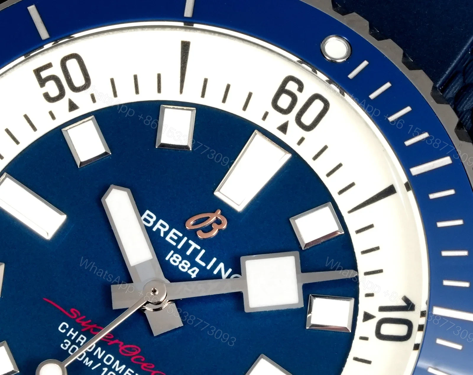 View 3 of Breitling Superocean Blue Replica 46MM Premium Blue Rubber Strap Diver Edition BT-SO-BLU-RBR-46
