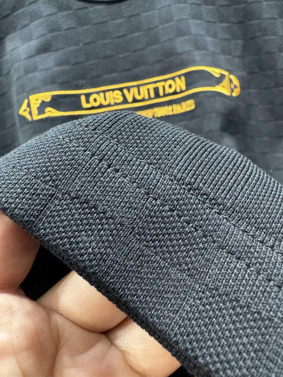 View 2 of Black Cotton Tee with Gold Logo Embroidery – Modern Luxury Casual