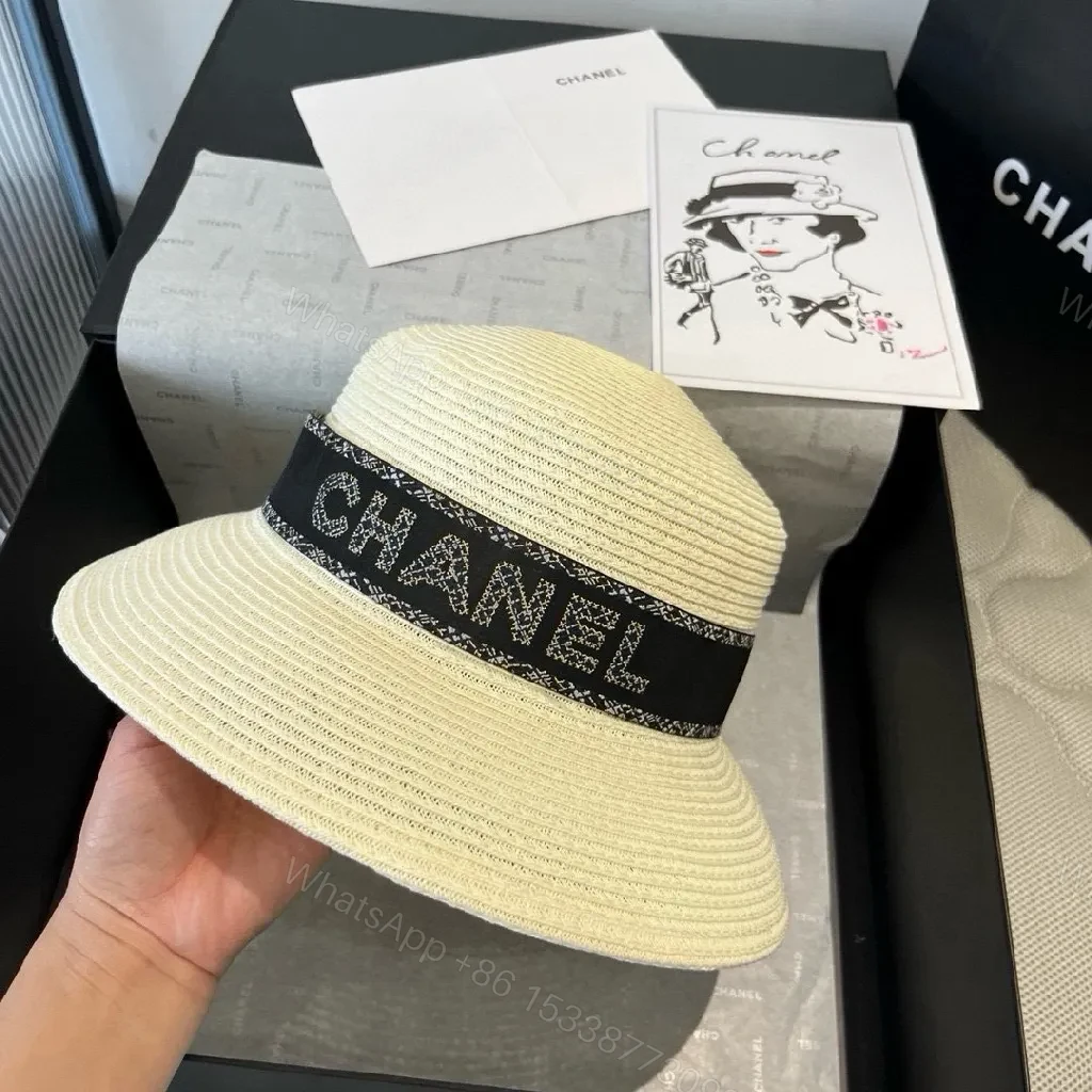 View 5 of Natural Straw Bucket Hat with Signature Band, Chic ResortStyle