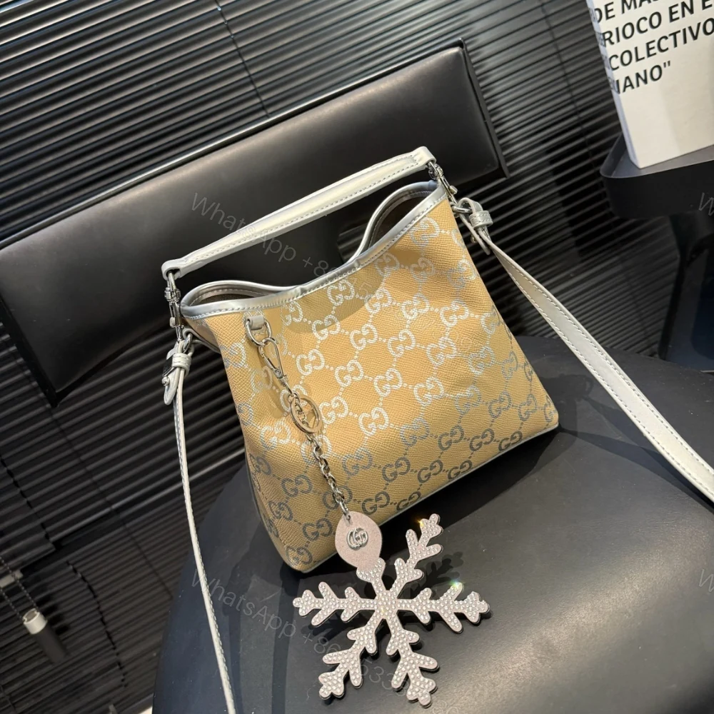 View 2 of Gucci Gg Emblem Small Bucket Bag Silver Gg Fabric 20Cm 815118 Fafel 8741