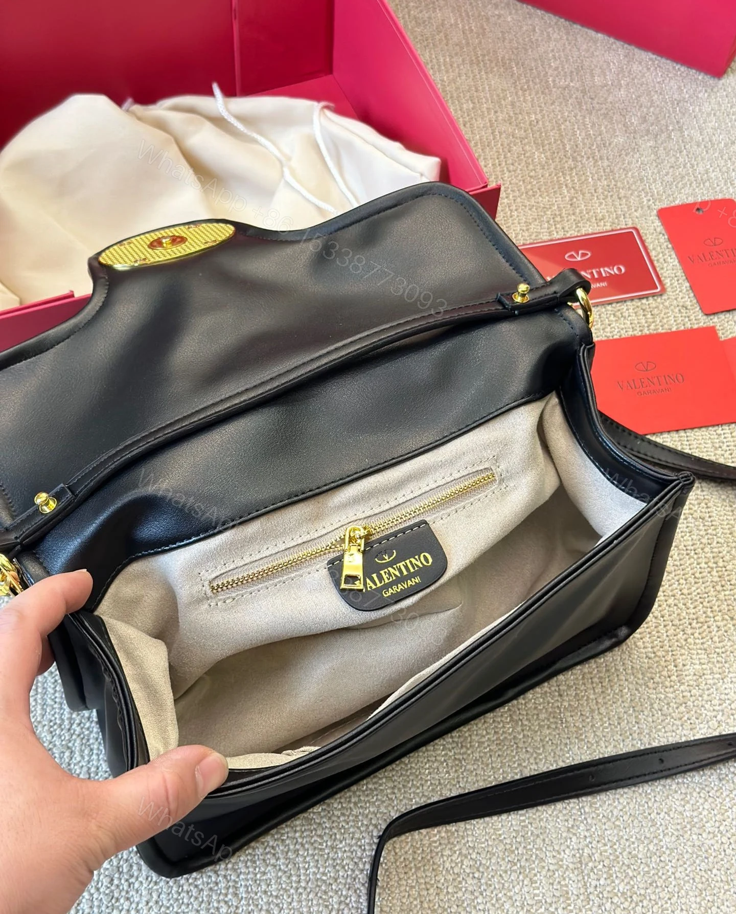 View 10 of VALENTINO GARAVANI VLOGO 1960 NAPPA LEATHER SHOULDER BAG BLACK 28CM 4W0B0N48ZFJ 0NO