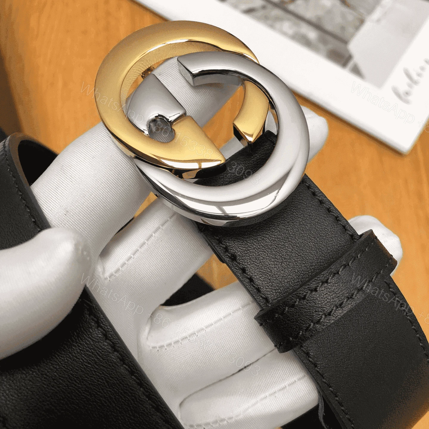 View 4 of GUCCI GG LEATHER LOGO BELT – B6