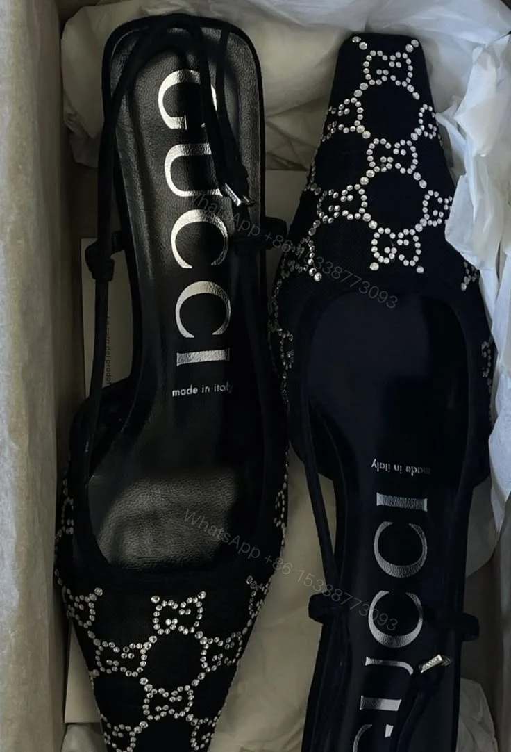 View 3 of FIRST COPY Gucci GG crystal slingback pump