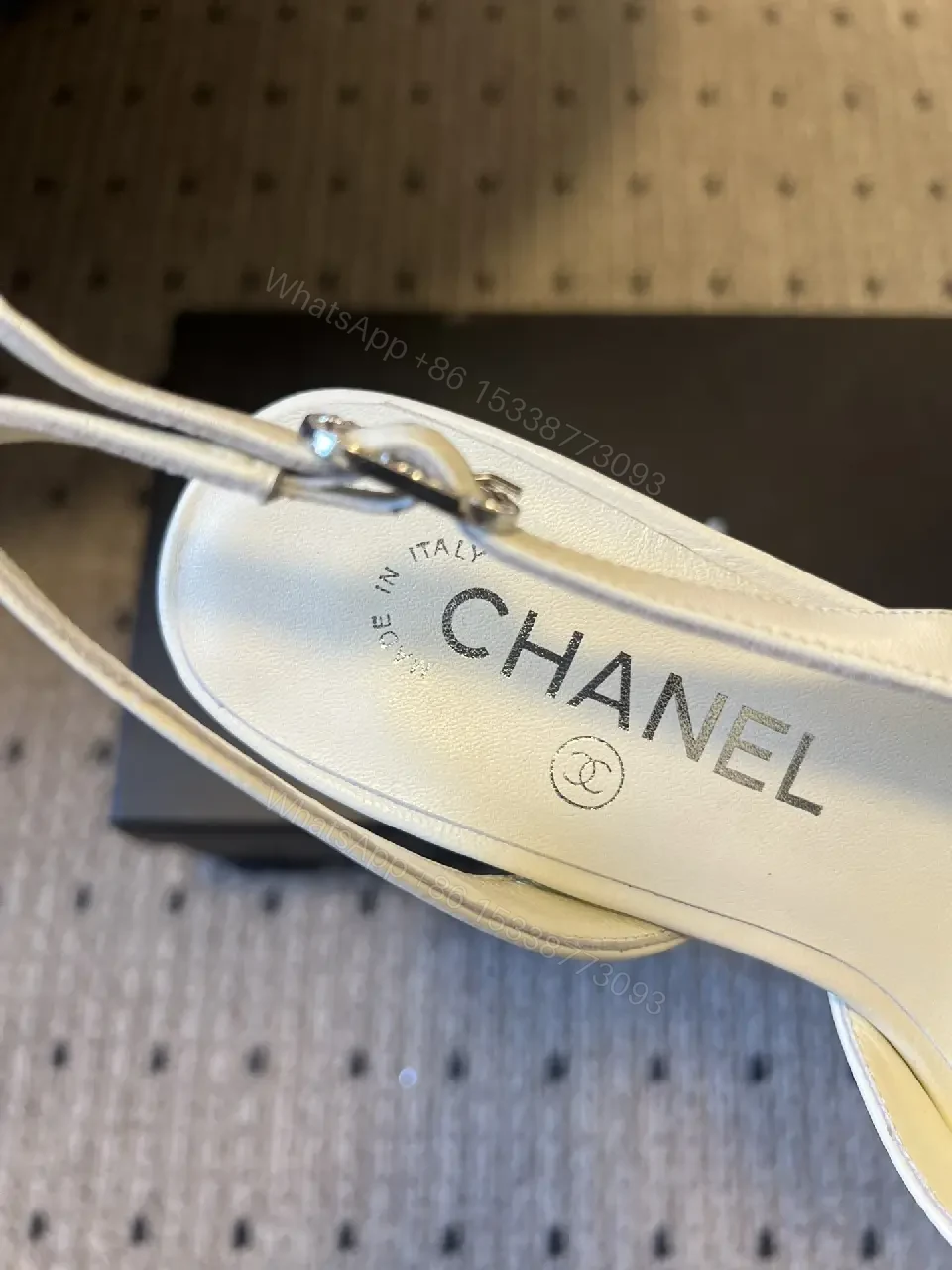 View 4 of Two-Tone Leather Slingback Pumps with Logo Hardware