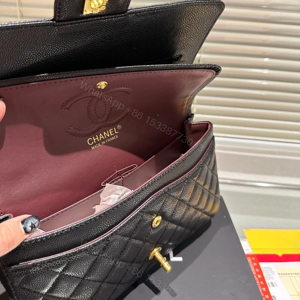 View 5 of Chanel Medium Classic Handbag Grained And Gold Tone Metal Black 26Cm
