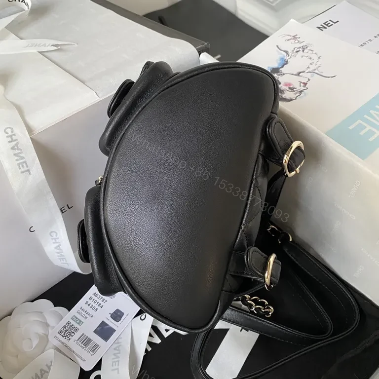 View 8 of Chanel-Inspired Black Quilted Backpack Set: Luxe, All-Day Comfort