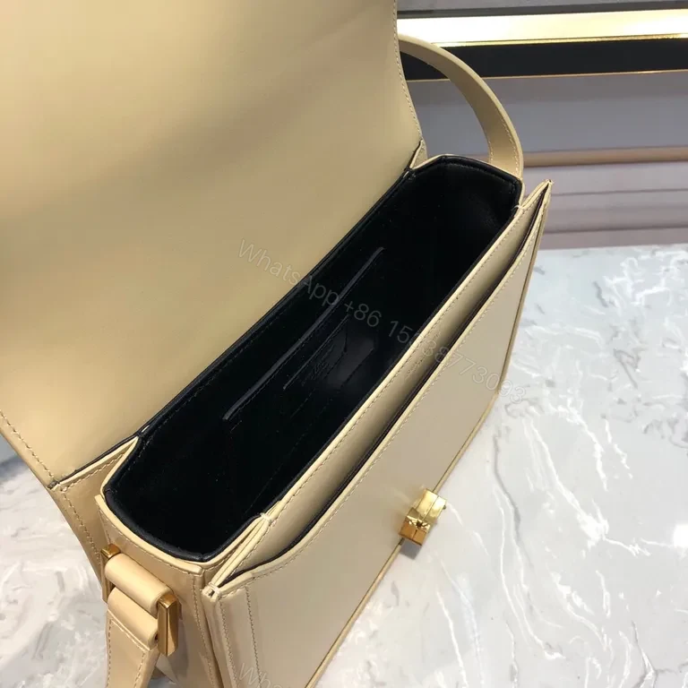 View 9 of Refined Leather Crossbody: Y-Accent Designer-Inspired Bag