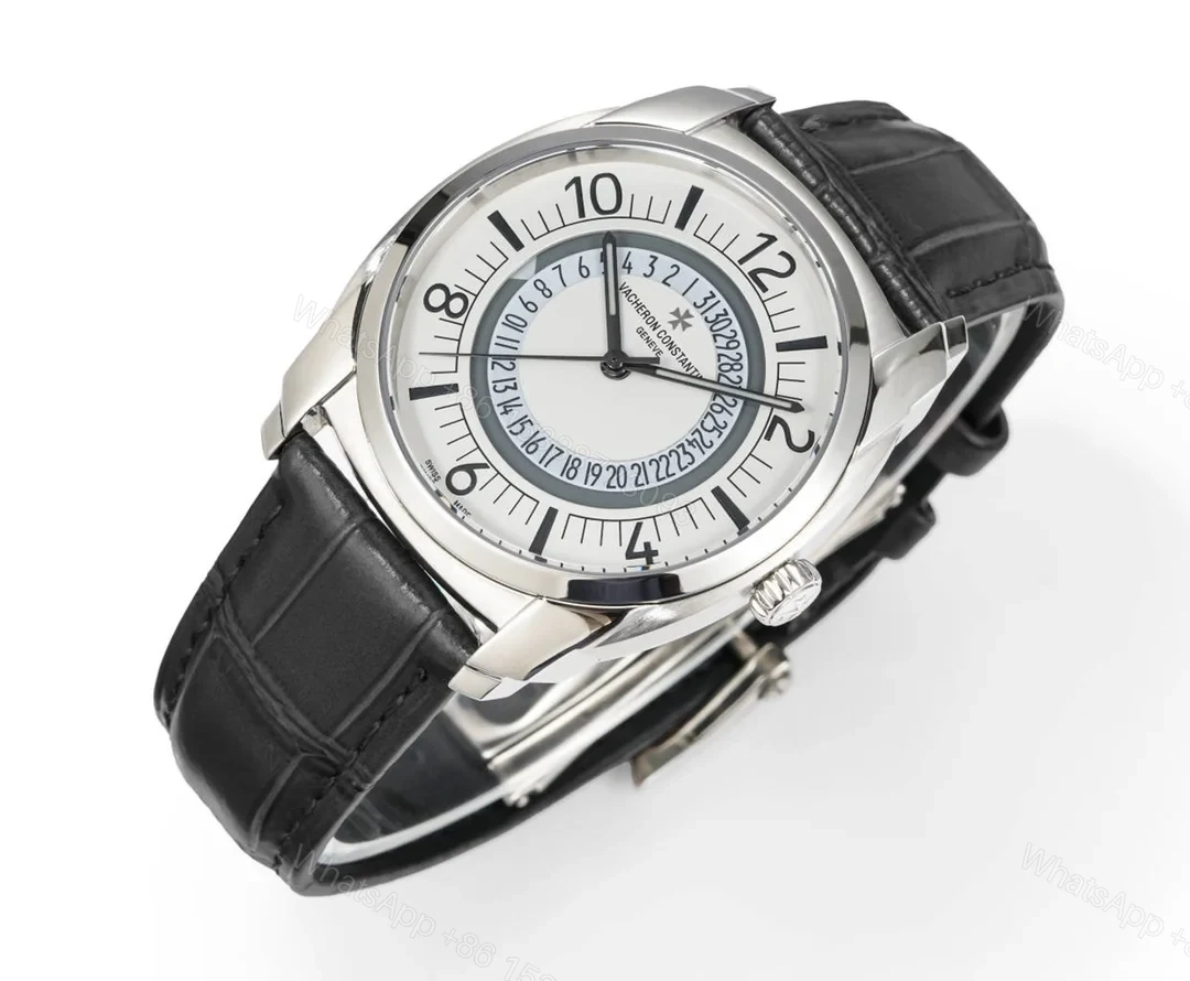 View 3 of Vacheron Constantin Quai de l’Ile Replica 41MM Premium Silver Dial Black Leather Strap Edition VC-QDI-SLV-BLK-LTH-41