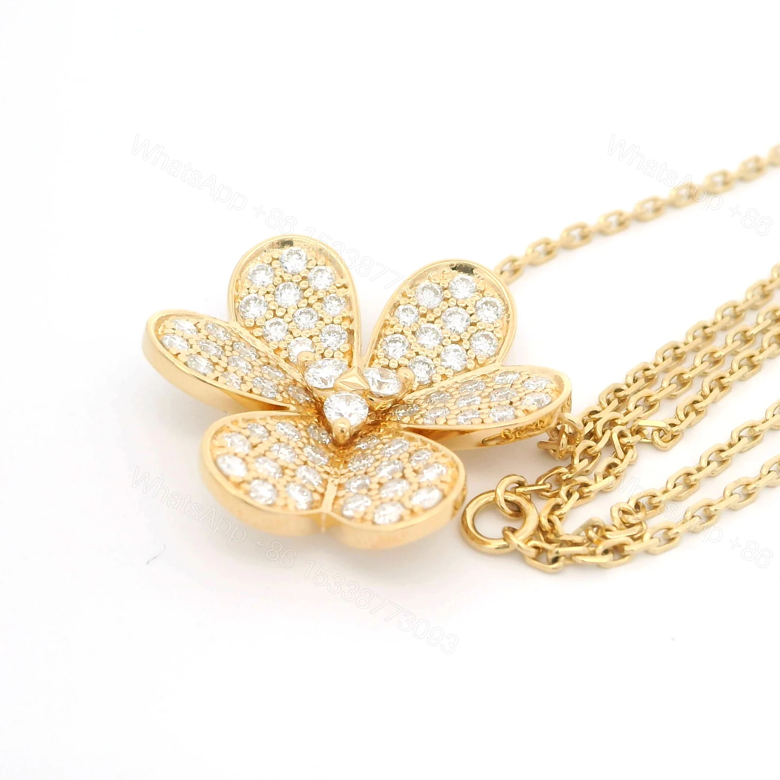 View 4 of 18K Yellow Gold Large Van Cleef & Arpels Frivole Diamond Pendant