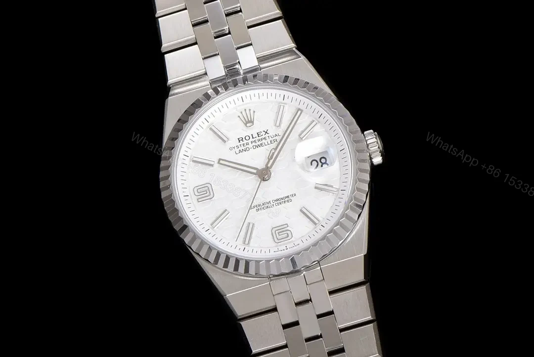 View 2 of Rolex Land-Dweller 36 Oystersteel – White Gold White Dial Flat Jubilee 127334-0001