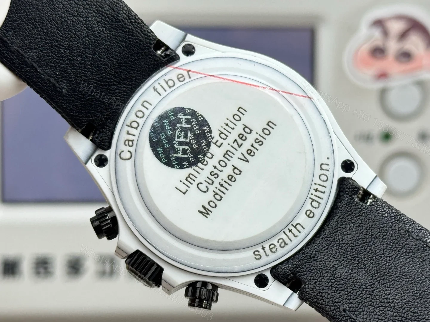 View 8 of Rolex Daytona Carbon Fiber Silver Panda Replica 40MM Premium Black Fabric Strap RG-ROLEX-DAYTONA-SILVER-PANDA
