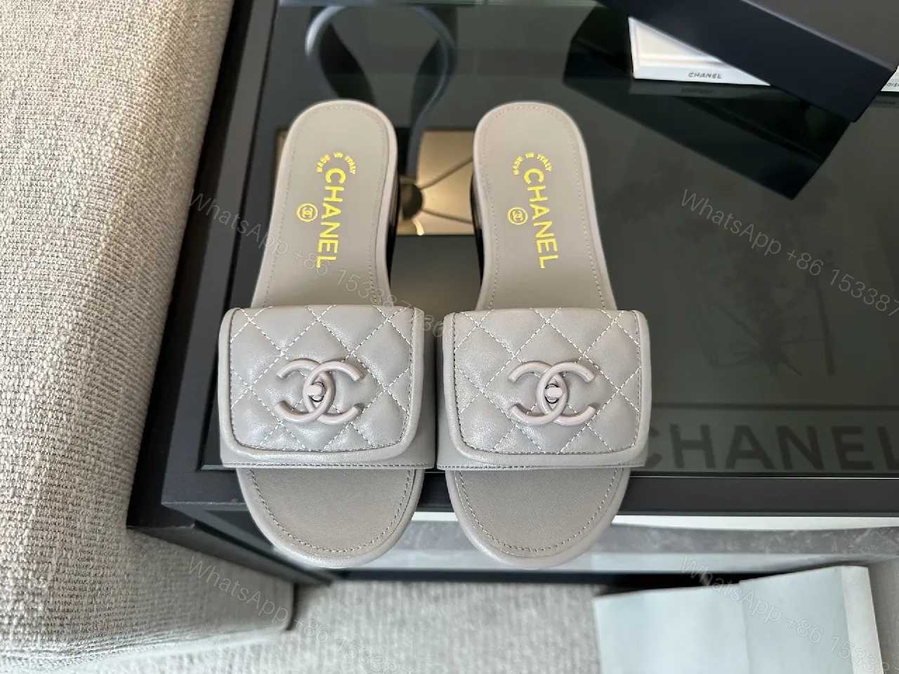 View 5 of Quilted Sliding Sandals: Luxe Comfort & Signature Detail