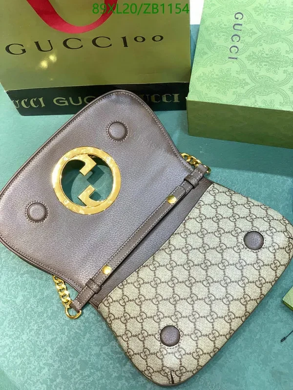 View 7 of Gucci Faux Blondie Canvas Shoulder Bag with Brown Leather Gold Hardware RX52DZ