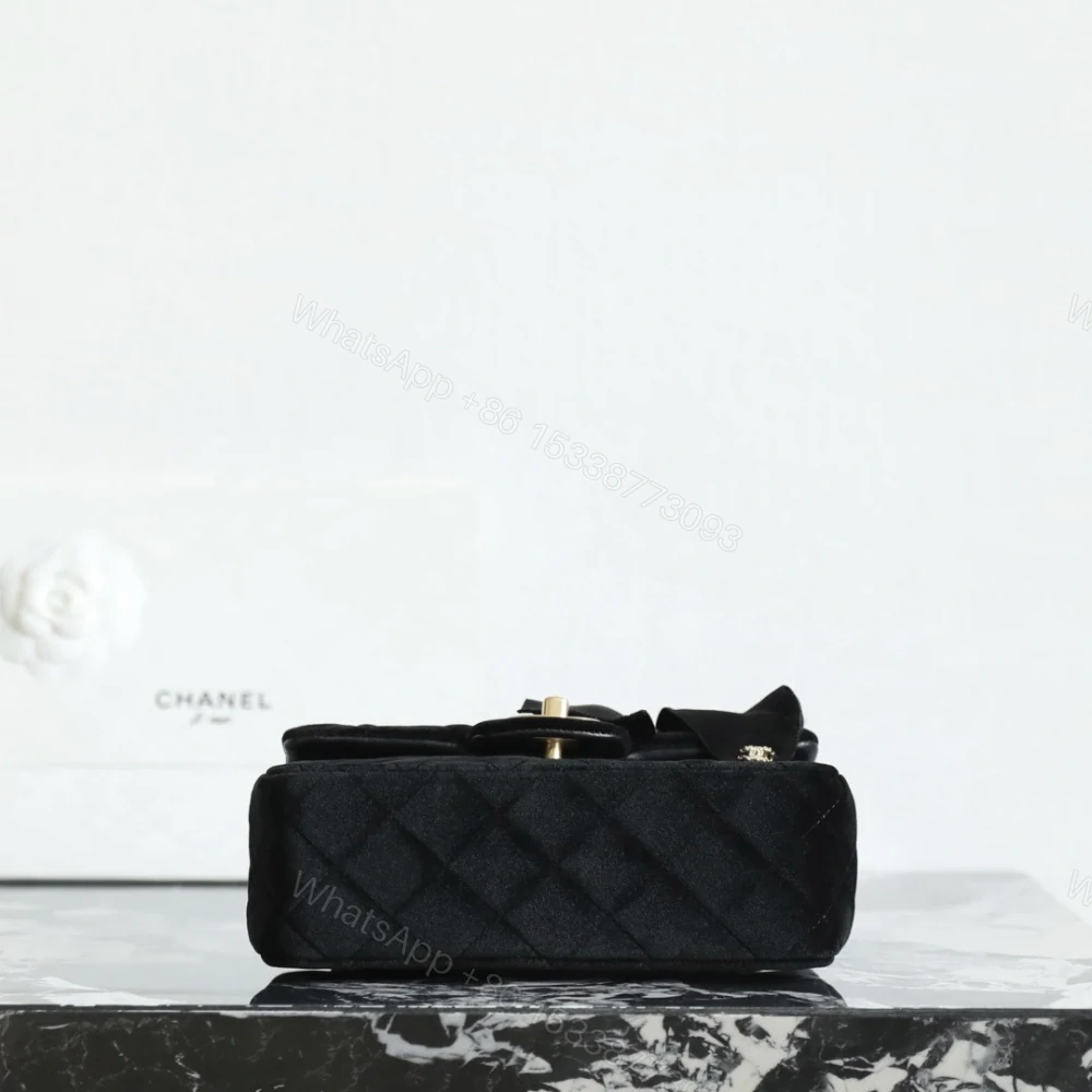 View 3 of 高仿Chanel*25K系列AS5875蝴蝶結絲絨單肩包Mini免檢版